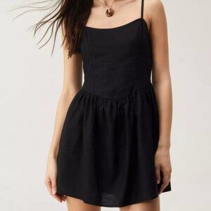 NWT Linen Mix Corset Mini Skater Dress Size 2